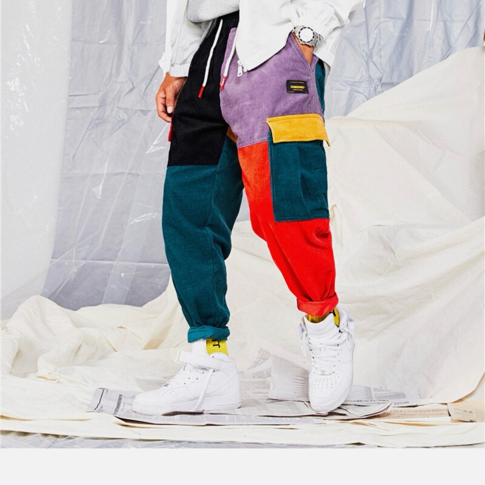 Colorful Patchwork Men's Pants - image 1